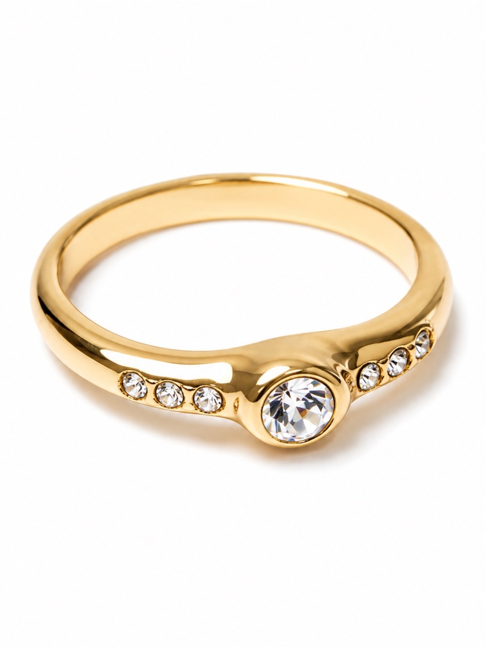 NEW - Beautiful Gold & Rhinestone Ring - Size 6 Minimalist Modern